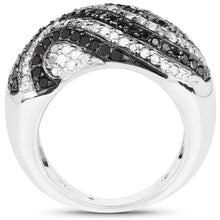 Load image into Gallery viewer, 1.26 Carat Genuine Black Diamond and White Diamond .925 Sterling Silver Ring
