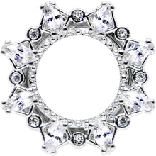 Load image into Gallery viewer, 1/2 Clear Gem Flower Frame Screw Fit Tunnel Plug Set
