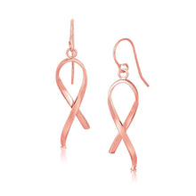 Load image into Gallery viewer, 14k Rose Gold Polished Ribbon Style Drop Earrings
