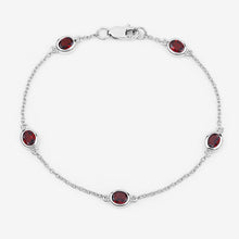 Load image into Gallery viewer, 2.25 Carat Genuine Garnet .925 Sterling Silver Bracelet
