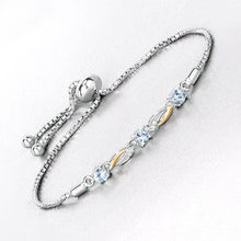 Load image into Gallery viewer, 0.74 Carat Genuine Aquamarine and White Sapphire .925 Sterling Silver Bracelet
