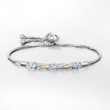Load image into Gallery viewer, 0.74 Carat Genuine Aquamarine and White Sapphire .925 Sterling Silver Bracelet
