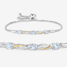 Load image into Gallery viewer, 0.74 Carat Genuine Aquamarine and White Sapphire .925 Sterling Silver Bracelet
