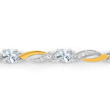 Load image into Gallery viewer, 0.74 Carat Genuine Aquamarine and White Sapphire .925 Sterling Silver Bracelet
