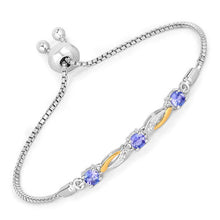 Load image into Gallery viewer, 0.77 Carat Genuine Tanzanite and White Sapphire .925 Sterling Silver Bracelet
