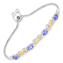 Load image into Gallery viewer, 1.79 Carat Genuine Tanzanite and White Topaz .925 Sterling Silver Bracelet
