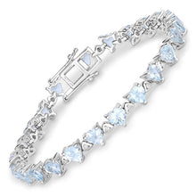 Load image into Gallery viewer, 7.71 Carat Genuine Aquamarine and White Diamond .925 Sterling Silver Bracelet
