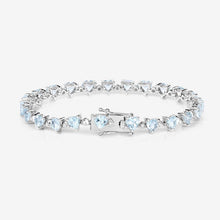 Load image into Gallery viewer, 7.71 Carat Genuine Aquamarine and White Diamond .925 Sterling Silver Bracelet
