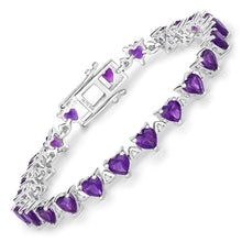 Load image into Gallery viewer, 10.01 Carat Genuine Amethyst and White Diamond .925 Sterling Silver Bracelet

