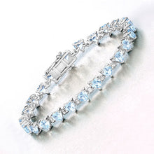 Load image into Gallery viewer, 11.62 Carat Genuine Blue Topaz and White Diamond .925 Sterling Silver Bracelet
