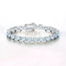 Load image into Gallery viewer, 11.62 Carat Genuine Blue Topaz and White Diamond .925 Sterling Silver Bracelet
