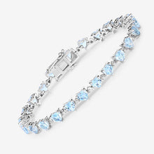 Load image into Gallery viewer, 11.62 Carat Genuine Blue Topaz and White Diamond .925 Sterling Silver Bracelet
