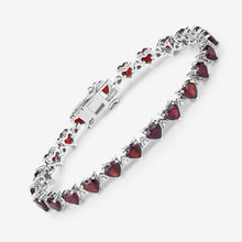 Load image into Gallery viewer, 11.62 Carat Genuine Garnet and White Diamond .925 Sterling Silver Bracelet
