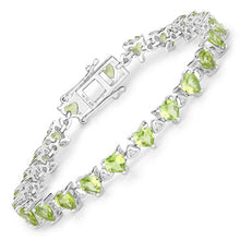 Load image into Gallery viewer, 10.24 Carat Genuine Peridot and White Diamond .925 Sterling Silver Bracelet
