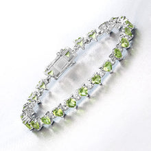 Load image into Gallery viewer, 10.24 Carat Genuine Peridot and White Diamond .925 Sterling Silver Bracelet

