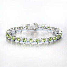 Load image into Gallery viewer, 10.24 Carat Genuine Peridot and White Diamond .925 Sterling Silver Bracelet
