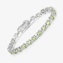 Load image into Gallery viewer, 10.24 Carat Genuine Peridot and White Diamond .925 Sterling Silver Bracelet
