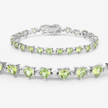 Load image into Gallery viewer, 10.24 Carat Genuine Peridot and White Diamond .925 Sterling Silver Bracelet
