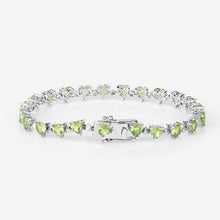 Load image into Gallery viewer, 10.24 Carat Genuine Peridot and White Diamond .925 Sterling Silver Bracelet
