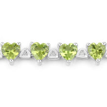 Load image into Gallery viewer, 10.24 Carat Genuine Peridot and White Diamond .925 Sterling Silver Bracelet
