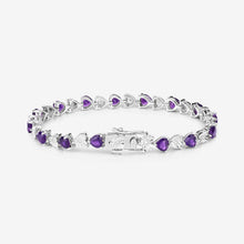 Load image into Gallery viewer, 6.59 Carat Genuine Amethyst and White Diamond .925 Sterling Silver Bracelet
