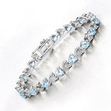 Load image into Gallery viewer, 7.64 Carat Genuine Blue Topaz and White Diamond .925 Sterling Silver Bracelet
