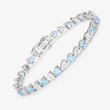 Load image into Gallery viewer, 7.64 Carat Genuine Blue Topaz and White Diamond .925 Sterling Silver Bracelet
