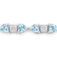 Load image into Gallery viewer, 11.10 Carat Genuine Blue Topaz and White Diamond .925 Sterling Silver Bracelet
