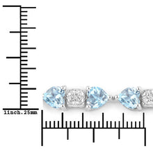 Load image into Gallery viewer, 11.10 Carat Genuine Blue Topaz and White Diamond .925 Sterling Silver Bracelet
