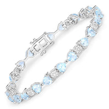 Load image into Gallery viewer, 11.10 Carat Genuine Blue Topaz and White Diamond .925 Sterling Silver Bracelet
