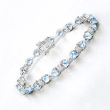 Load image into Gallery viewer, 11.10 Carat Genuine Blue Topaz and White Diamond .925 Sterling Silver Bracelet
