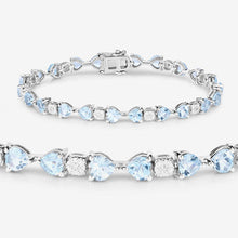 Load image into Gallery viewer, 11.10 Carat Genuine Blue Topaz and White Diamond .925 Sterling Silver Bracelet

