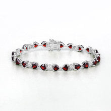 Load image into Gallery viewer, 11.10 Carat Genuine Garnet and White Diamond .925 Sterling Silver Bracelet
