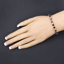 Load image into Gallery viewer, 11.10 Carat Genuine Garnet and White Diamond .925 Sterling Silver Bracelet
