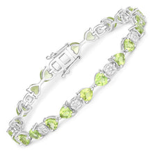 Load image into Gallery viewer, 9.78 Carat Genuine Peridot and White Diamond .925 Sterling Silver Bracelet
