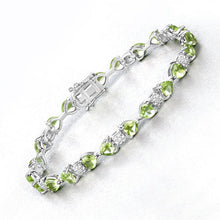 Load image into Gallery viewer, 9.78 Carat Genuine Peridot and White Diamond .925 Sterling Silver Bracelet
