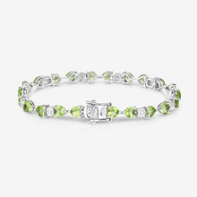 Load image into Gallery viewer, 9.78 Carat Genuine Peridot and White Diamond .925 Sterling Silver Bracelet
