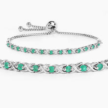Load image into Gallery viewer, 0.72 Carat Genuine Emerald .925 Sterling Silver Bracelet
