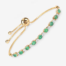 Load image into Gallery viewer, 1.29 Carat Genuine Emerald and White Diamond .925 Sterling Silver Bracelet
