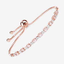 Load image into Gallery viewer, 1.38 Carat Genuine Morganite and White Diamond .925 Sterling Silver Bracelet
