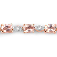 Load image into Gallery viewer, 1.38 Carat Genuine Morganite and White Diamond .925 Sterling Silver Bracelet
