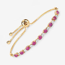 Load image into Gallery viewer, 2.01 Carat Genuine Ruby and White Diamond .925 Sterling Silver Bracelet
