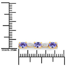 Load image into Gallery viewer, 1.56 Carat Genuine Tanzanite and White Diamond .925 Sterling Silver Bracelet
