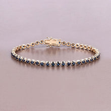 Load image into Gallery viewer, 3.13 Carat Genuine Blue Sapphire 14K Yellow Gold Bracelet
