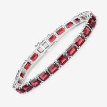 Load image into Gallery viewer, 27.60 Carat Genuine Garnet .925 Sterling Silver Bracelet
