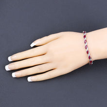 Load image into Gallery viewer, 7.78 Carat Genuine Ruby and White Diamond 10K White Gold Bracelet
