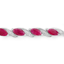 Load image into Gallery viewer, 7.78 Carat Genuine Ruby and White Diamond 10K White Gold Bracelet
