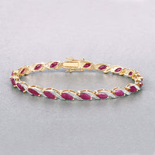 Load image into Gallery viewer, 7.78 Carat Genuine Ruby and White Diamond 10K Yellow Gold Bracelet
