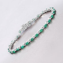 Load image into Gallery viewer, 3.24 Carat Genuine Zambian Emerald .925 Sterling Silver Bracelet
