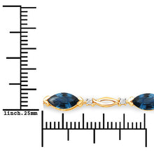 Load image into Gallery viewer, 5.58 Carat Genuine Blue Sapphire and White Diamond 14K Yellow Gold Bracelet
